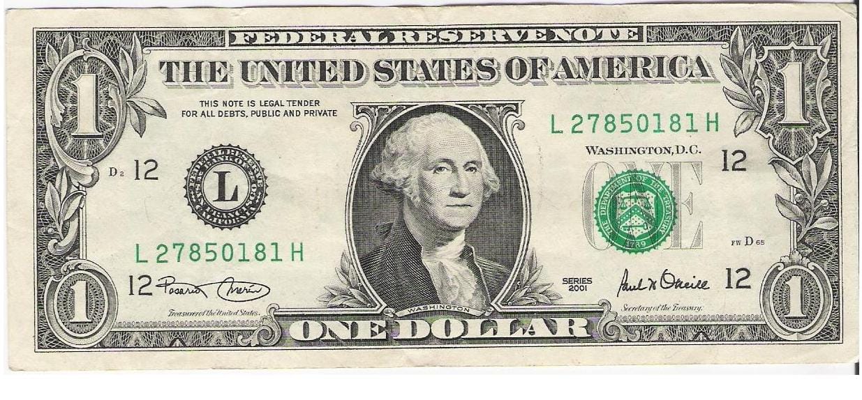 Billete 1 Dólar Cambio Peso Dolar